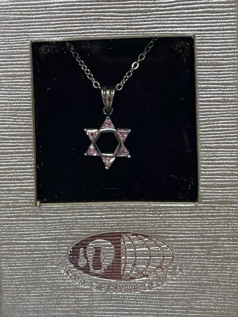 Pink Crystals Star of David Sterling Silver Jewish Star